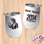 Physical Item 12 oz / White Rugby Liberty ~ Limited Edition 2024 "USA Excellence" ~ Customizable 12oz Wine Tumbler with Lid