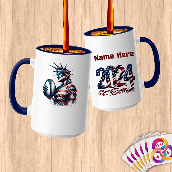 Physical Item 15oz / Blue Rugby Liberty ~ Limited Edition 2024 "USA Excellence" ~ Customized Large 15oz Mug