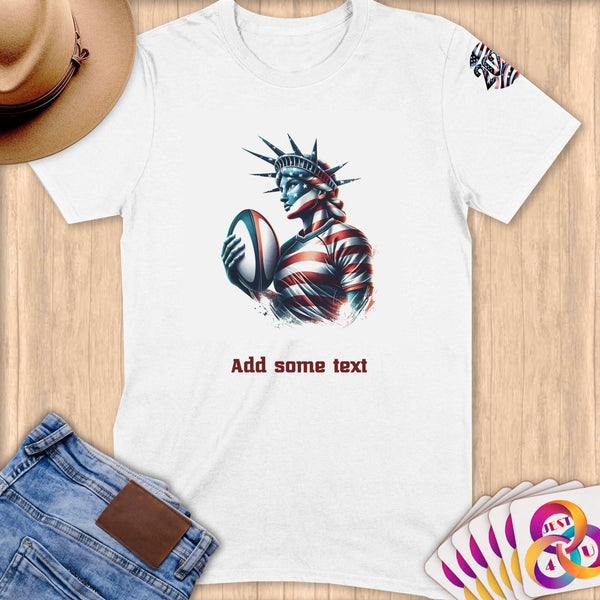 Physical Item S / White Rugby Liberty ~ Limited Edition 2024 "USA Excellence" ~ Personalized Softstyle T-Shirt
