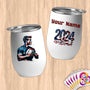 Physical Item 12 oz / White Rugby Pride ~ Limited Edition 2024 "USA Excellence" ~ Customizable 12oz Wine Tumbler with Lid