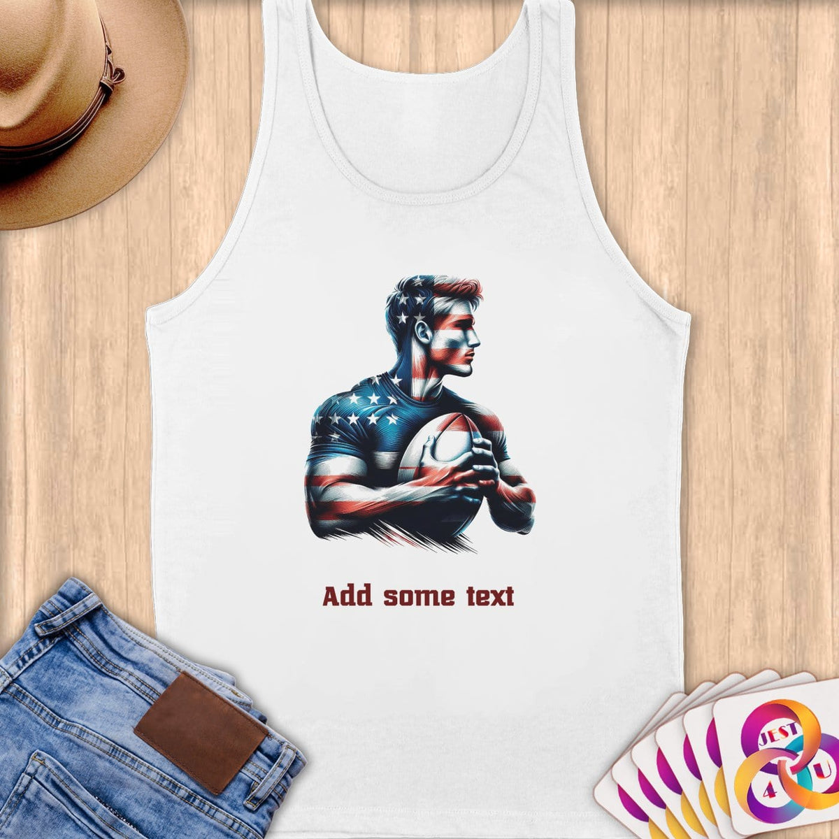 Physical Item S / White Rugby Pride ~ Limited Edition 2024 "USA Excellence" ~ Customizable Supersoft Tank Top