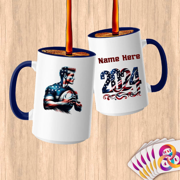 Physical Item 15oz / Blue Rugby Pride ~ Limited Edition 2024 "USA Excellence" ~ Customized Large 15oz Mug