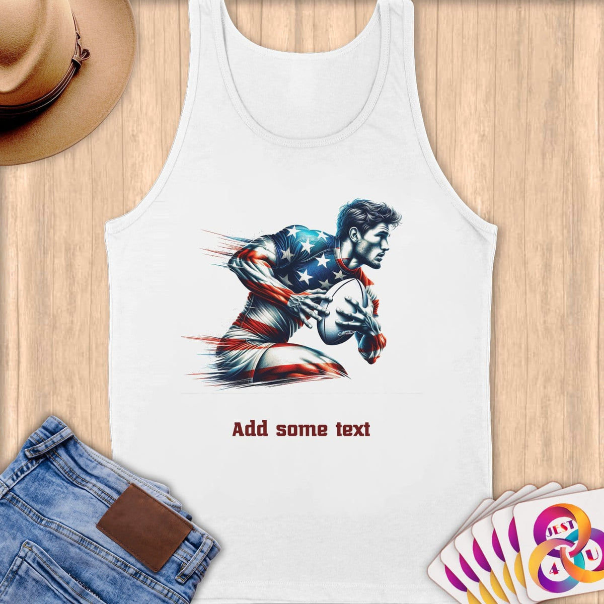 Physical Item S / White Rugby Sensation ~ Limited Edition 2024 "USA Excellence" ~ Customizable Supersoft Tank Top