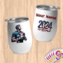 Physical Item 12 oz / White Rugby Stars ~ Limited Edition 2024 "USA Excellence" ~ Customizable 12oz Wine Tumbler with Lid