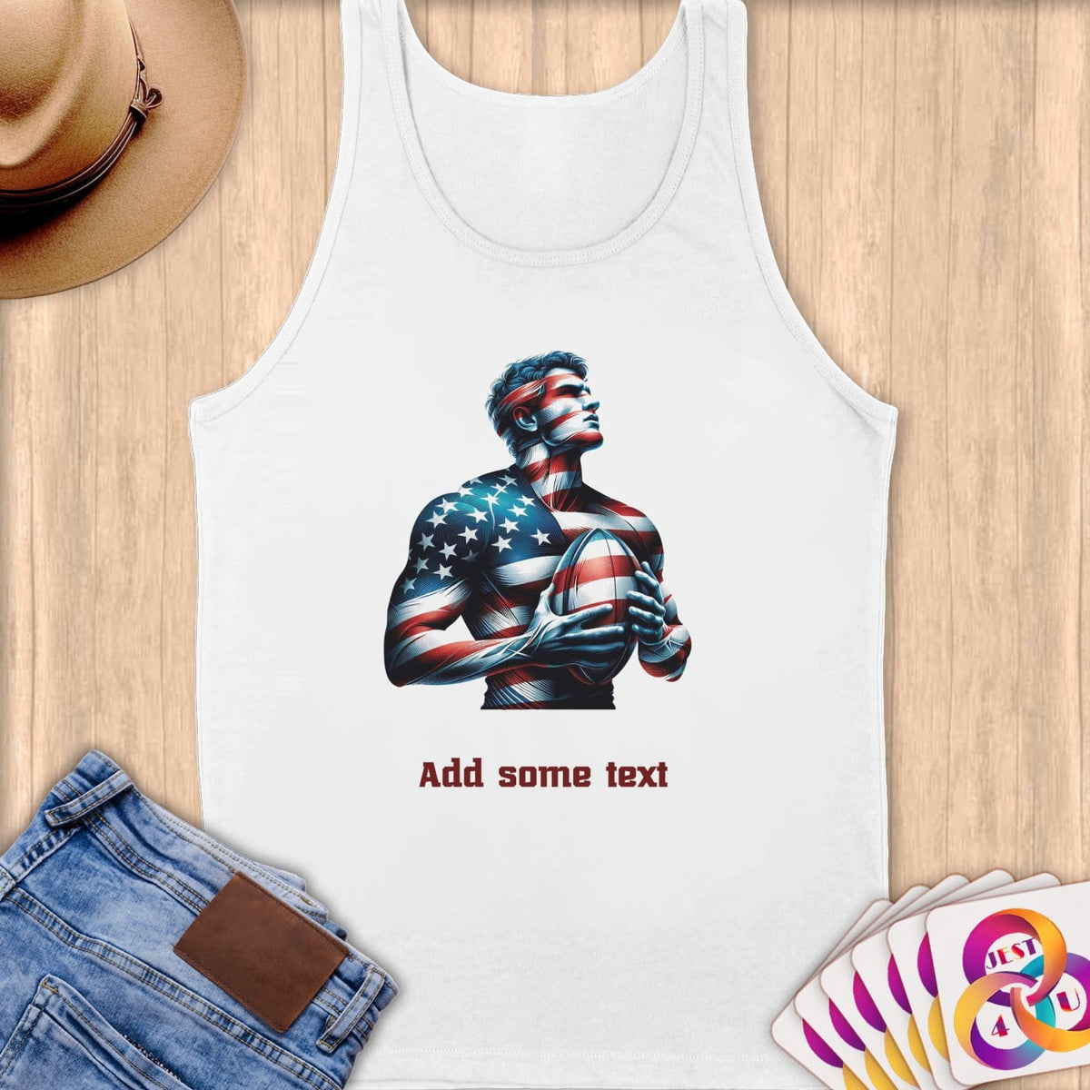 Physical Item S / White Rugby Stars ~ Limited Edition 2024 "USA Excellence" ~ Customizable Supersoft Tank Top