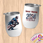Physical Item 12 oz / White Rugby Strength ~ Limited Edition 2024 "USA Excellence" ~ Customizable 12oz Wine Tumbler with Lid