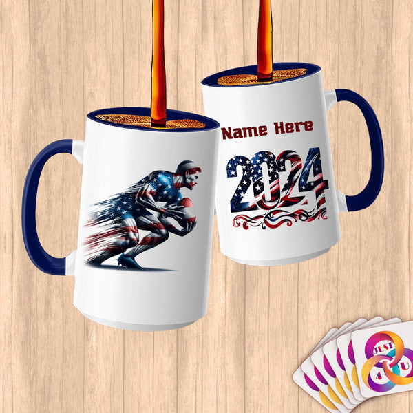 Physical Item 15oz / Blue Rugby Strength ~ Limited Edition 2024 "USA Excellence" ~ Customized Large 15oz Mug