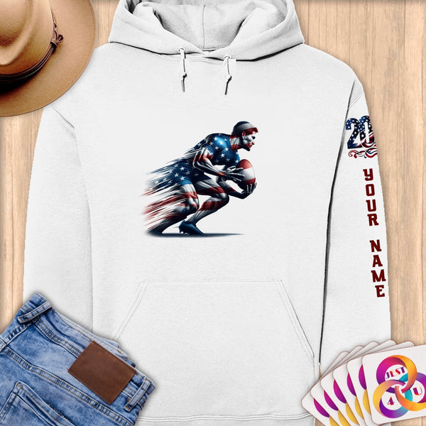 Physical Item S / White Rugby Strength ~ Limited Edition 2024 "USA Excellence" ~ Personalized Premium Hoodie