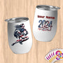 Physical Item 12 oz / White Rugby Wings ~ Limited Edition 2024 "USA Excellence" ~ Customizable 12oz Wine Tumbler with Lid