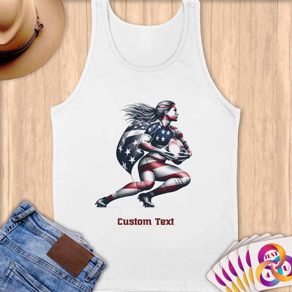 Physical Item S / White Rugby Wings ~ Limited Edition 2024 "USA Excellence" ~ Customizable Supersoft Tank Top