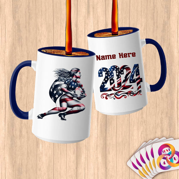 Physical Item 15oz / Blue Rugby Wings ~ Limited Edition 2024 "USA Excellence" ~ Customized Large 15oz Mug