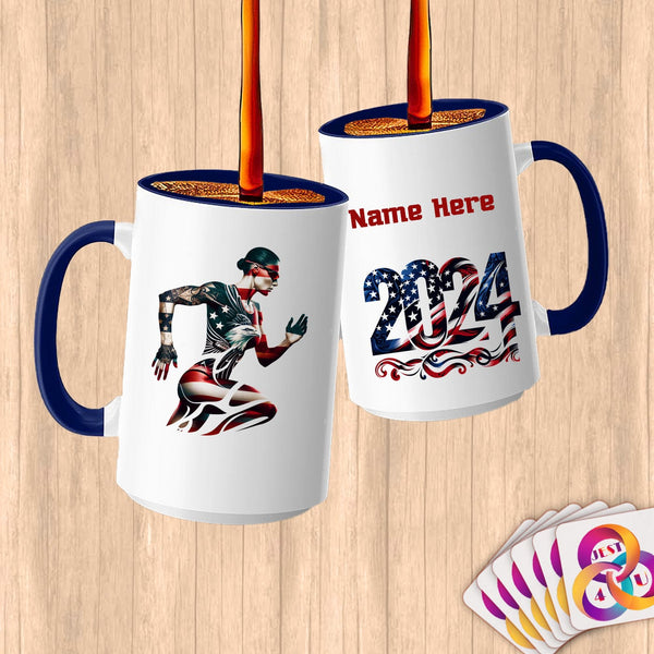 Physical Item 15oz / Blue Running Dance~Limited Edition 2024 "USA Excellence" ~ Customized Large 15oz Mug
