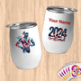 Physical Item 12 oz / White Running Hero~Limited Edition 2024 "USA Excellence" ~ Customizable 12oz Wine Tumbler with Lid