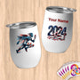 Physical Item 12 oz / White Running Patriot Eagle~Limited Edition 2024 "USA Excellence" ~ Customizable 12oz Wine Tumbler with Lid