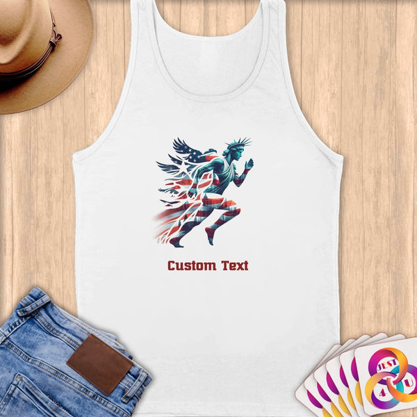 Physical Item S / White Running Statue Of Liberty~Limited Edition 2024 "USA Excellence" ~ Customizable Supersoft Tank Top