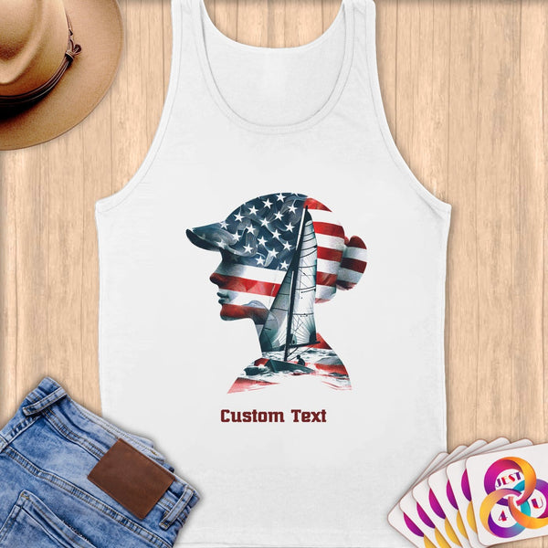 Physical Item S / White Sailing Bliss ~ Limited Edition 2024 "USA Excellence" ~ Customizable Supersoft Tank Top