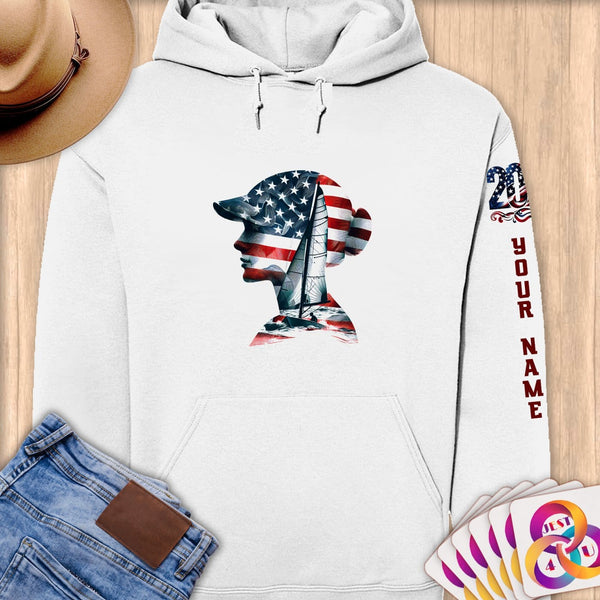 Physical Item S / White Sailing Bliss ~ Limited Edition 2024 "USA Excellence" ~ Personalized Premium Hoodie
