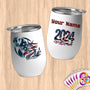 Physical Item 12 oz / White Sailing Lady ~ Limited Edition 2024 "USA Excellence" ~ Customizable 12oz Wine Tumbler with Lid