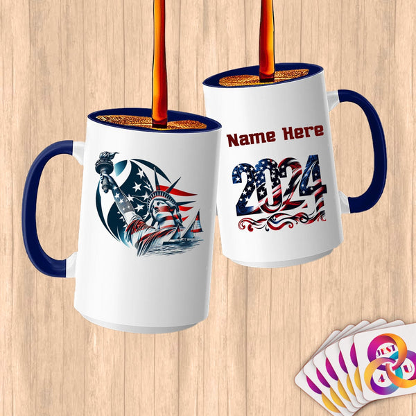 Physical Item 15oz / Blue Sailing Lady ~ Limited Edition 2024 "USA Excellence" ~ Customized Large 15oz Mug