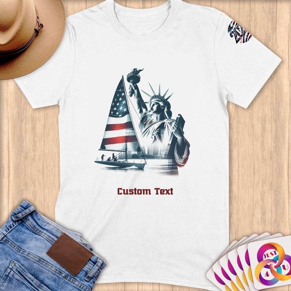 Physical Item S / White Sailing Liberty ~ Limited Edition 2024 "USA Excellence" ~ Personalized Softstyle T-Shirt