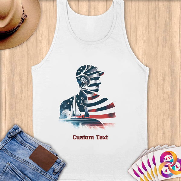 Physical Item S / White Sailing Patriot ~ Limited Edition 2024 "USA Excellence" ~ Customizable Supersoft Tank Top