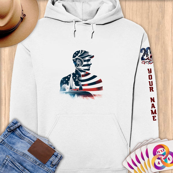 Physical Item S / White Sailing Patriot ~ Limited Edition 2024 "USA Excellence" ~ Personalized Premium Hoodie