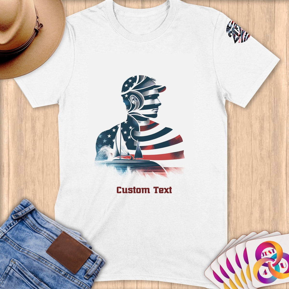 Physical Item S / White Sailing Patriot ~ Limited Edition 2024 "USA Excellence" ~ Personalized Softstyle T-Shirt