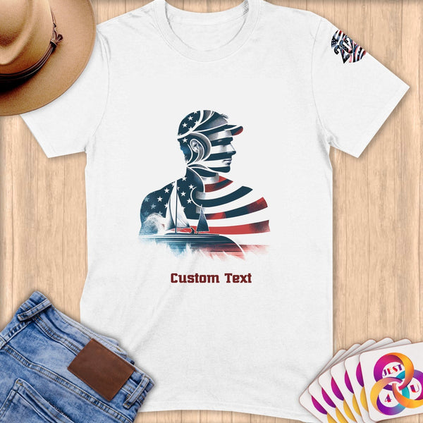 Physical Item S / White Sailing Patriot ~ Limited Edition 2024 "USA Excellence" ~ Personalized Softstyle T-Shirt
