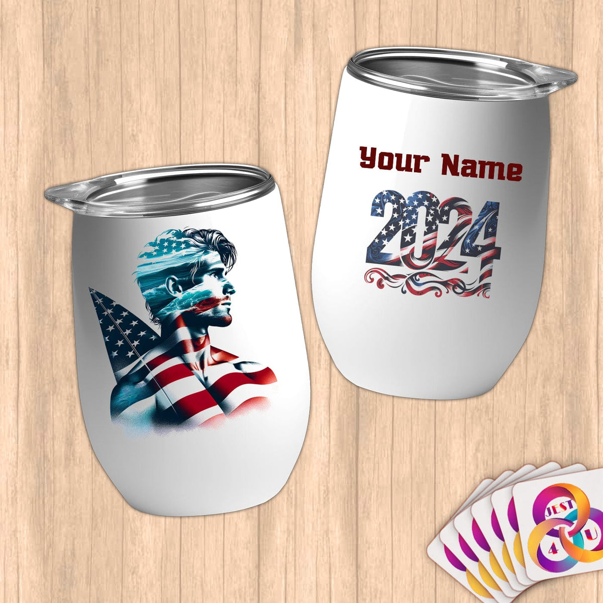 Physical Item 12 oz / White Sailing Wings ~ Limited Edition 2024 "USA Excellence" ~ Customizable 12oz Wine Tumbler with Lid