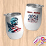 Physical Item 12 oz / White Sailing Wings ~ Limited Edition 2024 "USA Excellence" ~ Customizable 12oz Wine Tumbler with Lid