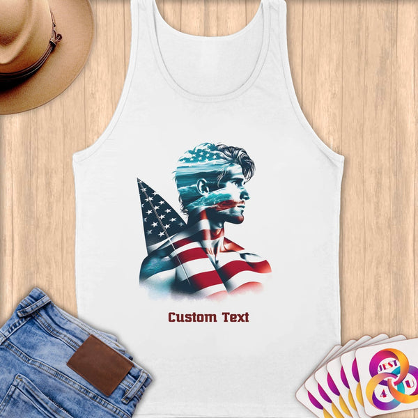 Physical Item S / White Sailing Wings ~ Limited Edition 2024 "USA Excellence" ~ Customizable Supersoft Tank Top