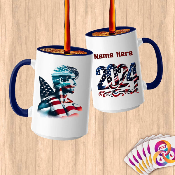 Physical Item 15oz / Blue Sailing Wings ~ Limited Edition 2024 "USA Excellence" ~ Customized Large 15oz Mug