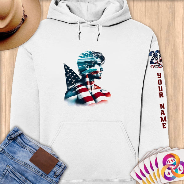 Physical Item S / White Sailing Wings ~ Limited Edition 2024 "USA Excellence" ~ Personalized Premium Hoodie