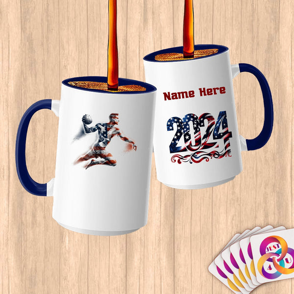 Physical Item 15oz / Blue Sand Volley Star Freedom~Limited Edition 2024 "USA Excellence" ~ Customized Large 15oz Mug