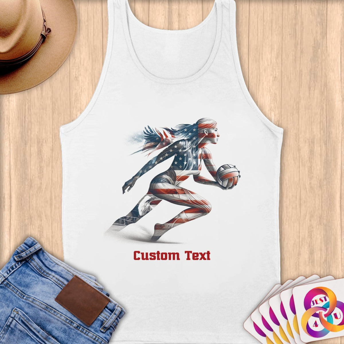 Physical Item S / White Sandy Volley Stripes ~Limited Edition 2024 "USA Excellence" ~ Customizable Supersoft Tank Top