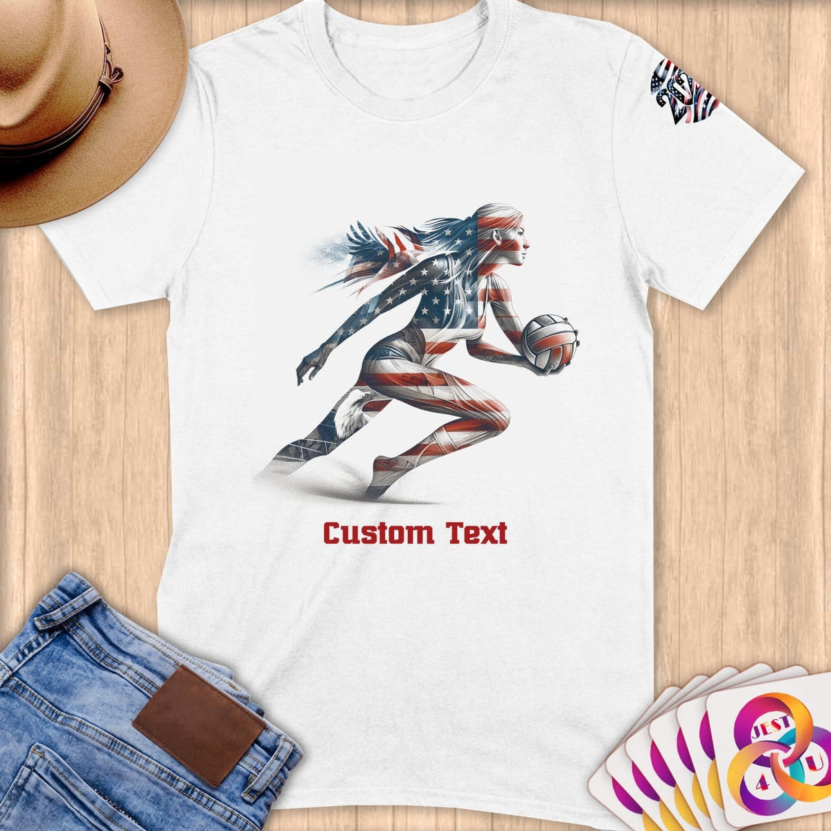 Physical Item S / White Sandy Volley Stripes ~Limited Edition 2024 "USA Excellence" ~ Personalized Softstyle T-Shirt