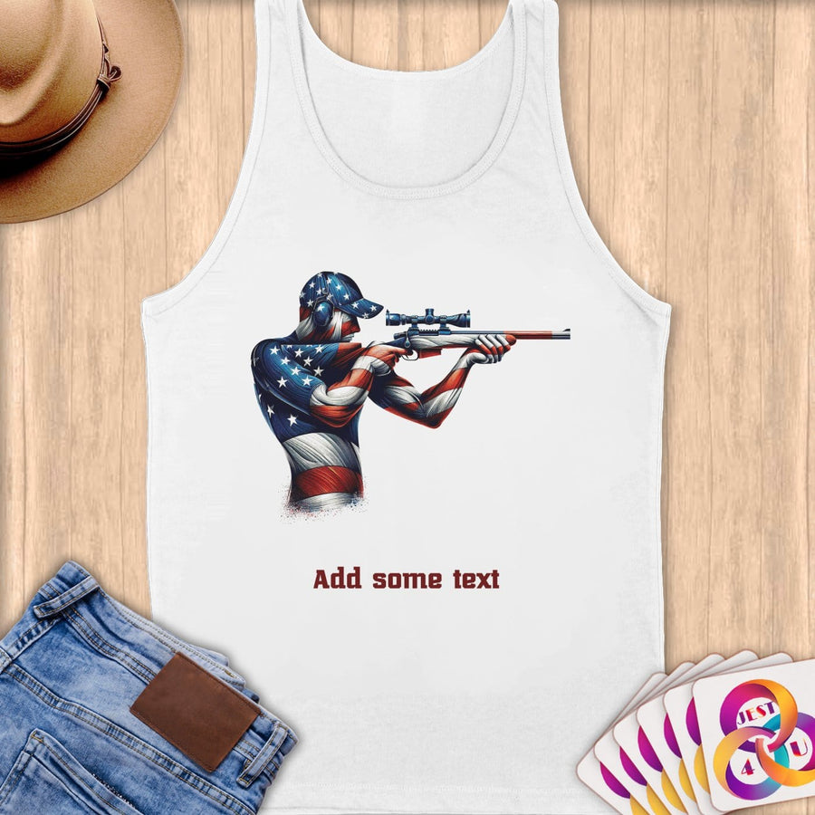 Physical Item S / White Shooting Athlete ~ Limited Edition 2024 "USA Excellence" ~ Customizable Supersoft Tank Top