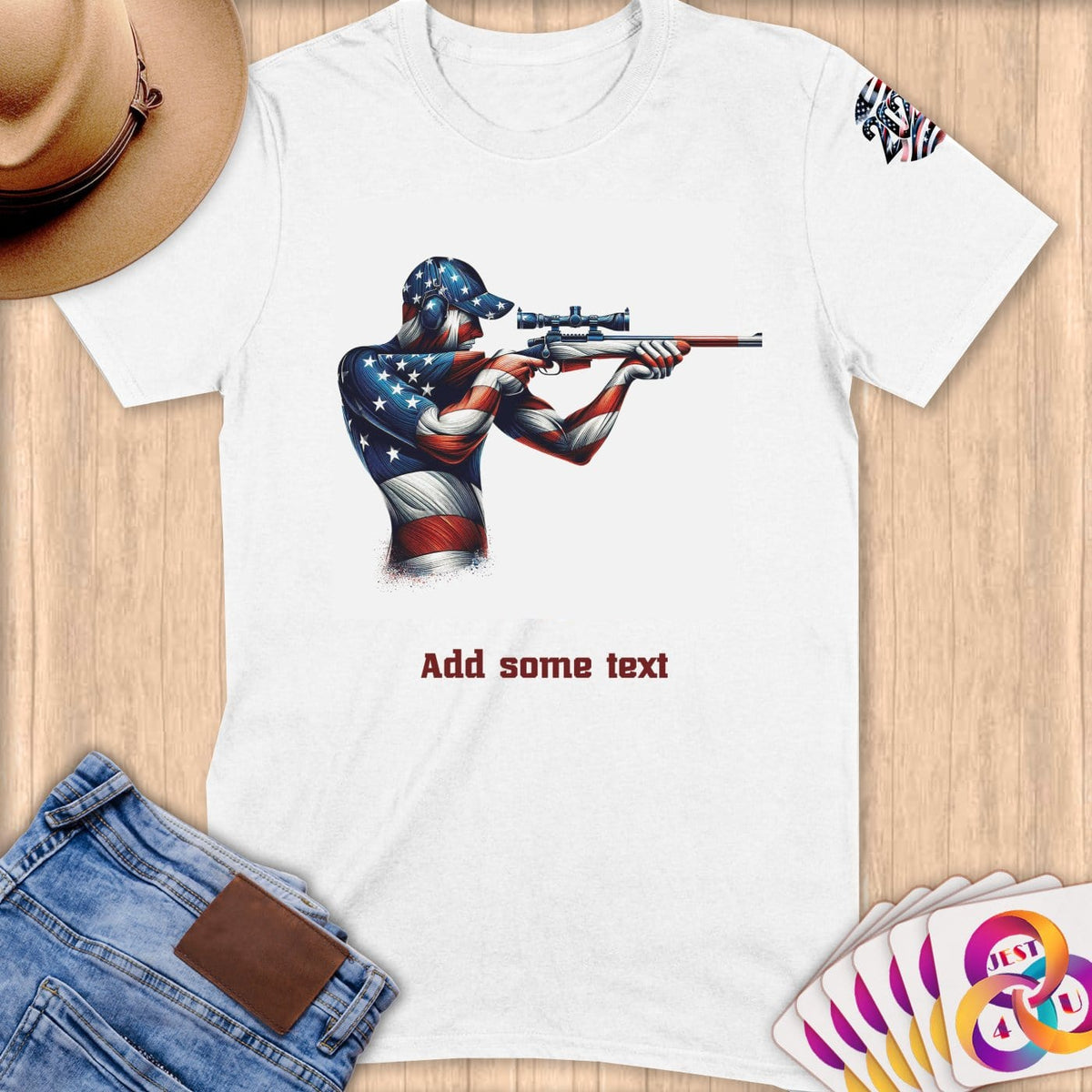 Physical Item S / White Shooting Athlete ~ Limited Edition 2024 "USA Excellence" ~ Personalized Softstyle T-Shirt