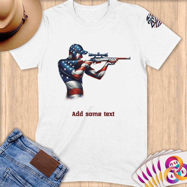 Physical Item S / White Shooting Athlete ~ Limited Edition 2024 "USA Excellence" ~ Personalized Softstyle T-Shirt