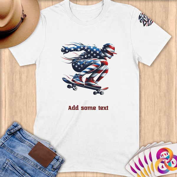Physical Item S / White Skateboarder Pride ~ Limited Edition 2024 "USA Excellence" ~ Personalized Softstyle T-Shirt