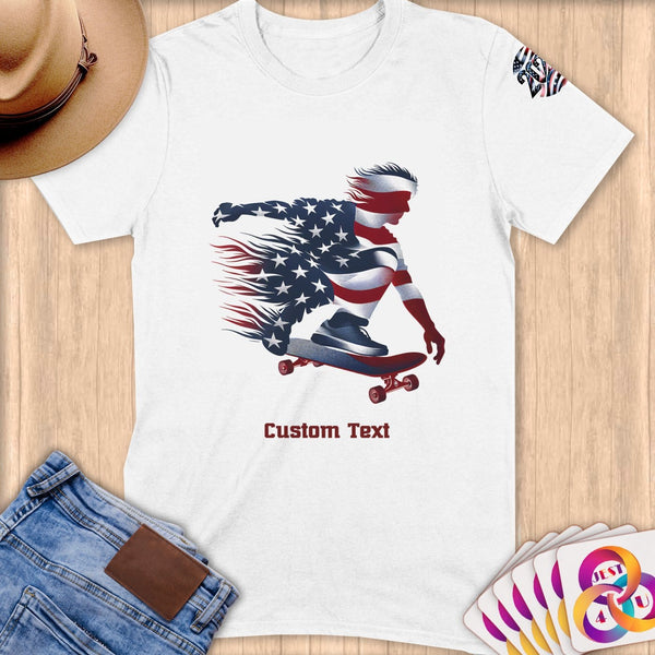 Physical Item S / White Skateboarding Champion ~ Limited Edition 2024 "USA Excellence" ~ Personalized Softstyle T-Shirt