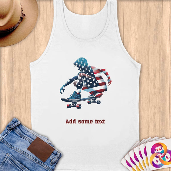 Physical Item S / White Skateboarding Dreamer ~ Limited Edition 2024 "USA Excellence" ~ Customizable Supersoft Tank Top