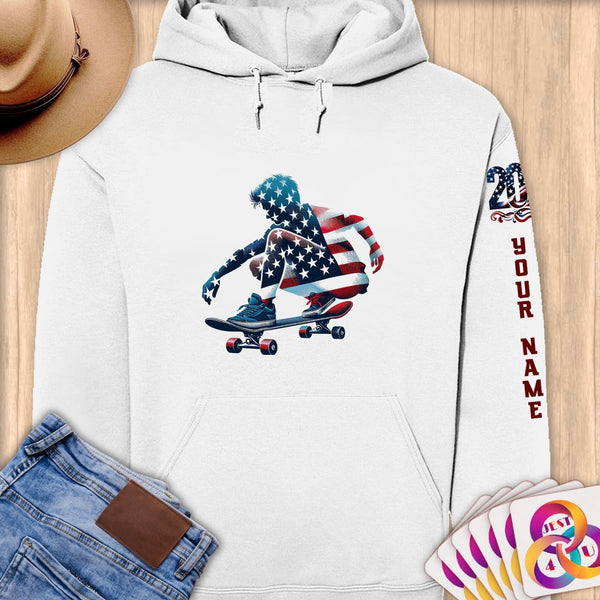Physical Item S / White Skateboarding Dreamer ~ Limited Edition 2024 "USA Excellence" ~ Personalized Premium Hoodie