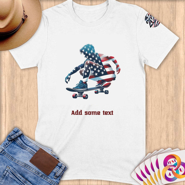 Physical Item S / White Skateboarding Dreamer ~ Limited Edition 2024 "USA Excellence" ~ Personalized Softstyle T-Shirt