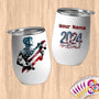 Physical Item 12 oz / White Skateboarding Flag ~ Limited Edition 2024 "USA Excellence" ~ Customizable 12oz Wine Tumbler with Lid