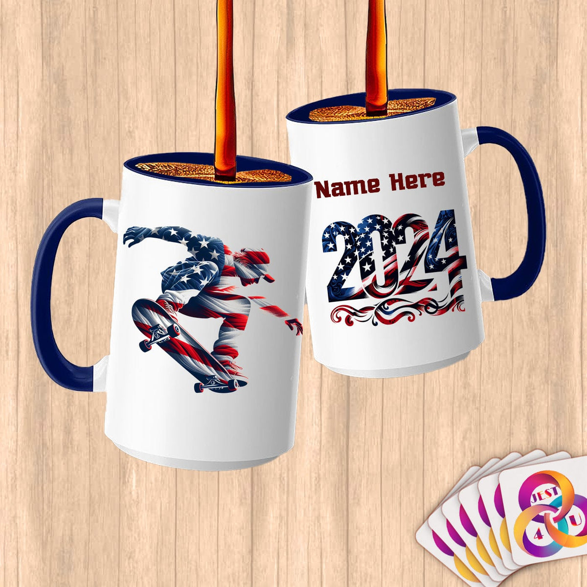 Physical Item 15oz / Blue Skateboarding Flight ~ Limited Edition 2024 "USA Excellence" ~ Customized Large 15oz Mug