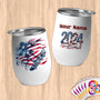 Physical Item 12 oz / White Skateboarding Freedom ~ Limited Edition 2024 "USA Excellence" ~ Customizable 12oz Wine Tumbler with Lid