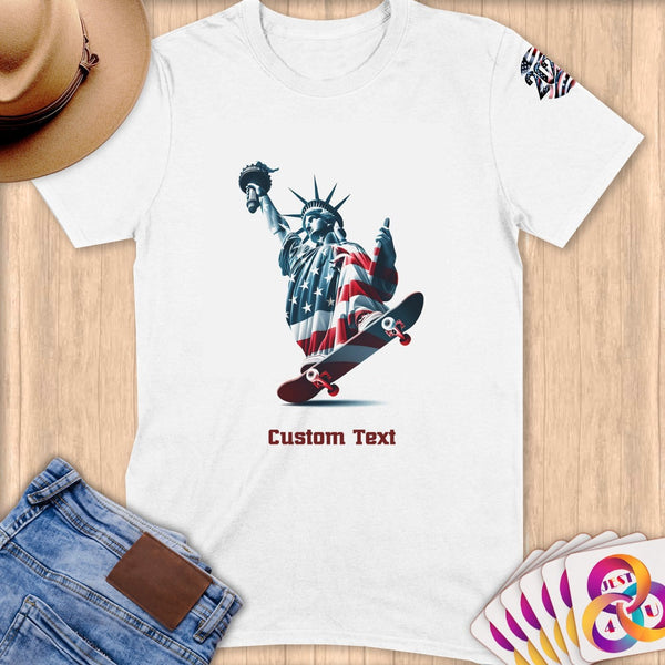 Physical Item S / White Skateboarding Freedom ~ Limited Edition 2024 "USA Excellence" ~ Personalized Softstyle T-Shirt