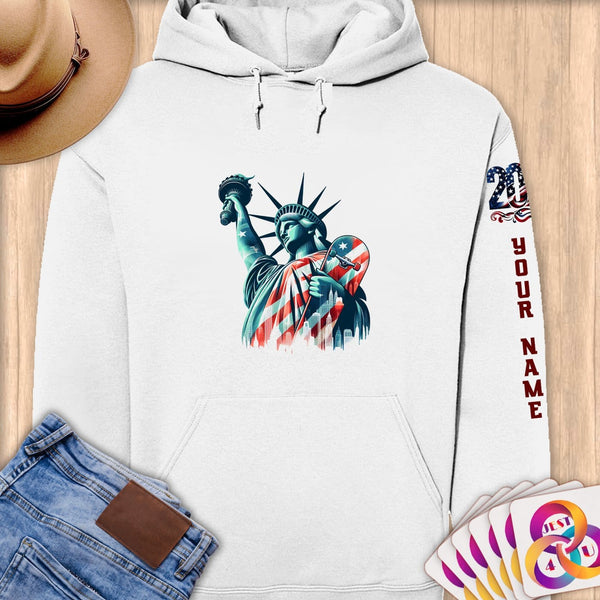 Physical Item S / White Skateboarding Liberty ~ Limited Edition 2024 "USA Excellence" ~ Personalized Premium Hoodie