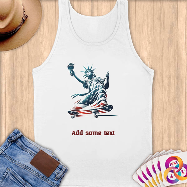 Physical Item S / White Skater Glow Liberty ~ Limited Edition 2024 "USA Excellence" ~ Customizable Supersoft Tank Top